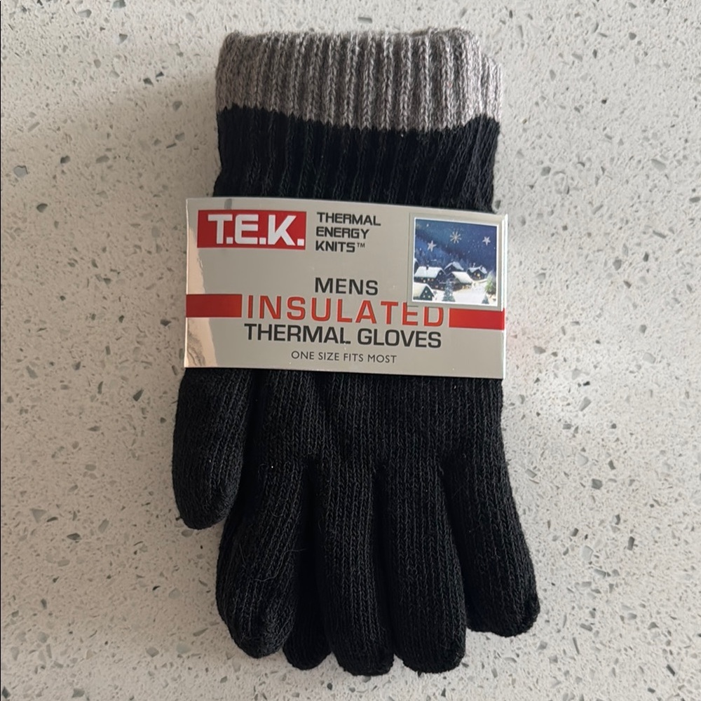 Men's Black and Gray Insulated Thermal Gloves